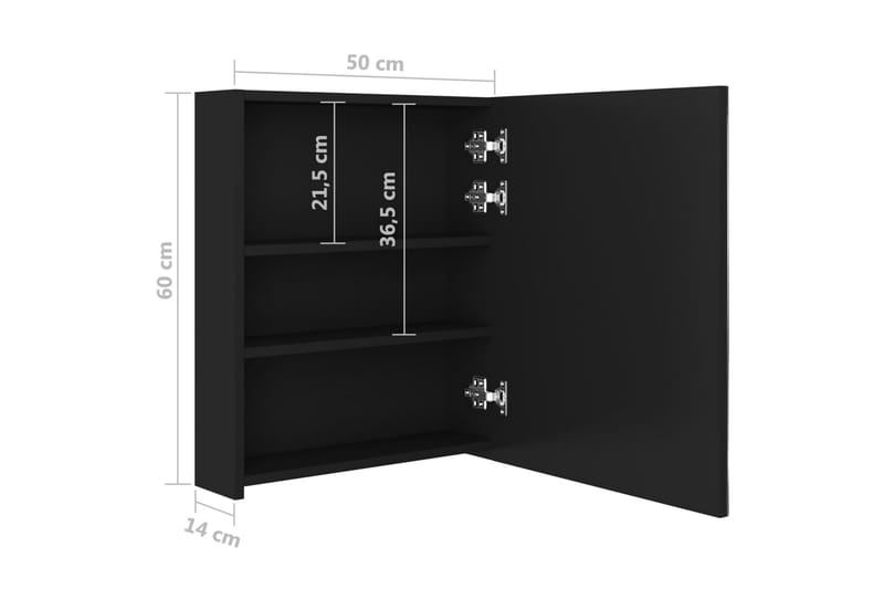 Spegelskåp med LED svart 50x14x60 cm - Svart - Hus & renovering - Kök & bad - Badrum - Badrumsmöbler & badrumsinredning - Spegelskåp badrum