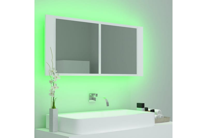 Spegelskåp med LED vit 100x12x45 cm - Vit - Spegelskåp badrum