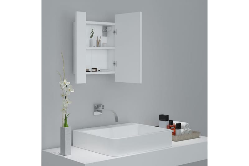 Spegelskåp med LED vit 40x12x45 cm - Vit - Spegelskåp badrum