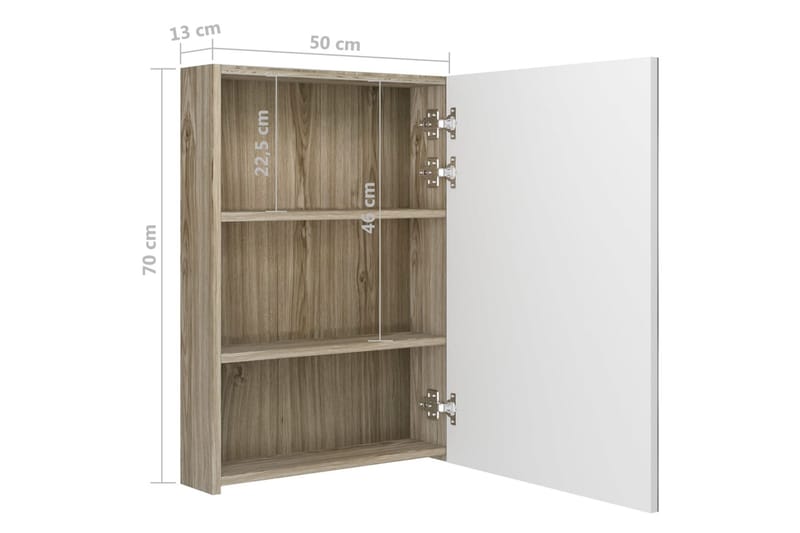 Spegelskåp med LED vit och ek 50x13x70 cm - Vit - Hus & renovering - Kök & bad - Badrum - Badrumsmöbler & badrumsinredning - Spegelskåp badrum