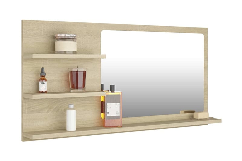 Spegelskåp sonoma-ek 90x10,5x45 cm spånskiva - Brun - Hus & renovering - Kök & bad - Badrum - Badrumsmöbler & badrumsinredning - Spegelskåp badrum