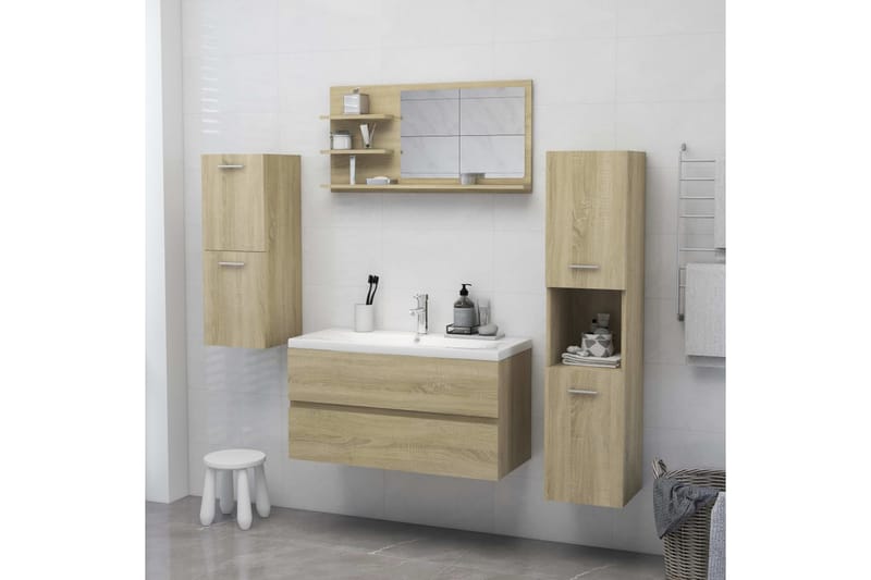 Spegelskåp sonoma-ek 90x10,5x45 cm spånskiva - Brun - Hus & renovering - Kök & bad - Badrum - Badrumsmöbler & badrumsinredning - Spegelskåp badrum