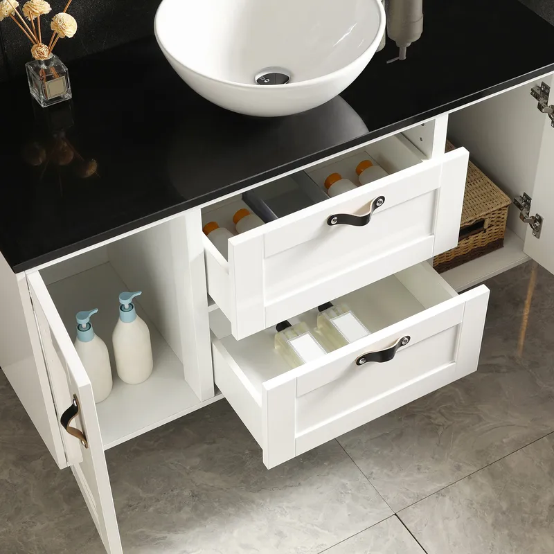 Stor kommod 120cm med tvättställ | Bänkskiva i svart marmor | Alto - Hus & renovering - Kök & bad - Badrum - Badrumsmöbler & badrumsinredning - Tvättställsskåp & kommod