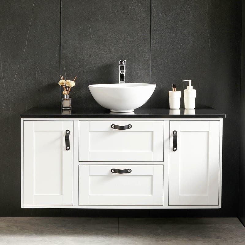 Stor kommod 120cm med tvättställ | Bänkskiva i svart marmor | Alto - Hus & renovering - Kök & bad - Badrum - Badrumsmöbler & badrumsinredning - Tvättställsskåp & kommod