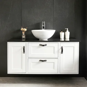 Stor kommod 120cm med tvättställ | Bänkskiva i svart marmor | Alto - Hus & renovering - Kök & bad - Badrum - Duschar - Duschkabin