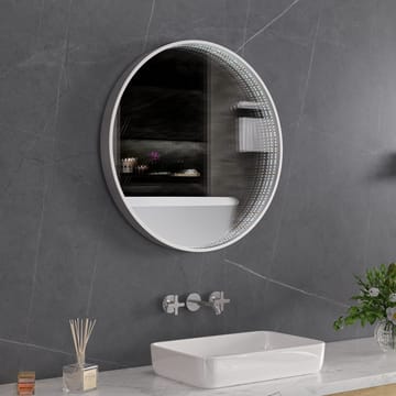 Tunnel-spegel 60 cm | Silver aluminiumram | LED-belysning med dimmer - Hus & renovering - Kök & bad - Badrum - Badrumsmöbler & badrumsinredning - Badrumsspegel