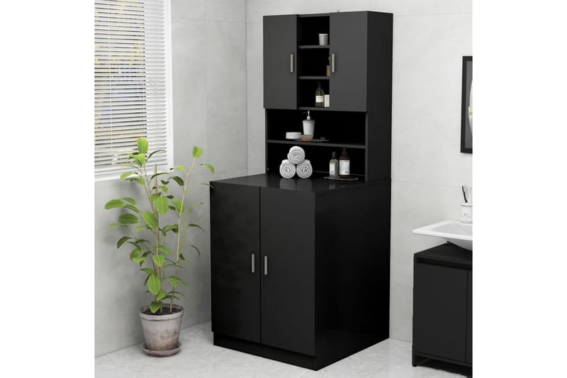 Tvättmaskinsskåp svart 70,5x25,5x90 cm - Hus & renovering - Kök & bad - Badrum - Badrumsmöbler & badrumsinredning - Väggskåp & högskåp