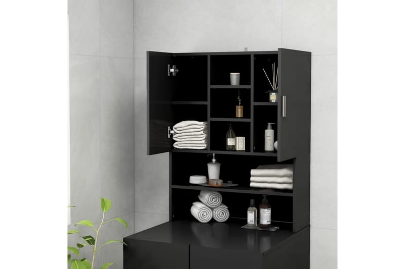 Tvättmaskinsskåp svart 70,5x25,5x90 cm - Tvättskåp - Väggskåp & högskåp - Badrumsskåp