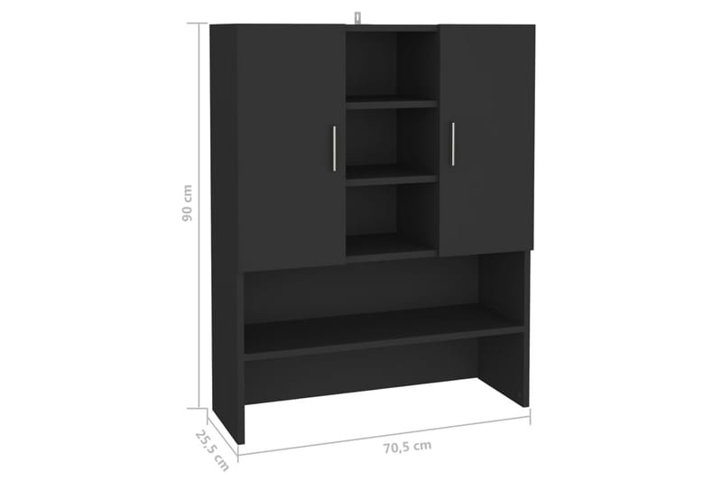 Tvättmaskinsskåp svart 70,5x25,5x90 cm - Tvättskåp - Väggskåp & högskåp - Badrumsskåp