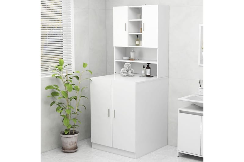 Tvättmaskinsskåp vit 70,5x25,5x90 cm - Tvättskåp - Väggskåp & högskåp - Badrumsskåp