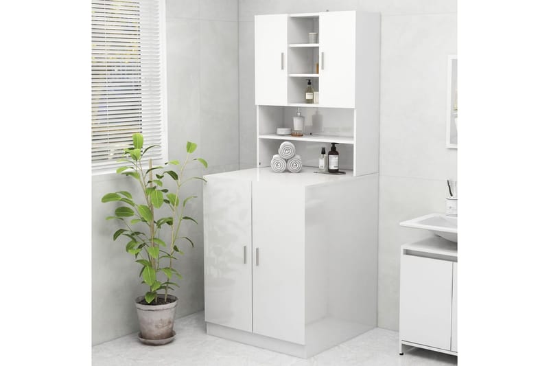 Tvättmaskinsskåp vit högglans 70,5x25,5x90 cm - Hus & renovering - Kök & bad - Badrum - Badrumsmöbler & badrumsinredning - Väggskåp & högskåp