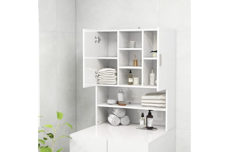 Tvättmaskinsskåp vit högglans 70,5x25,5x90 cm - Hus & renovering - Kök & bad - Badrum - Badrumsmöbler & badrumsinredning - Väggskåp & högskåp