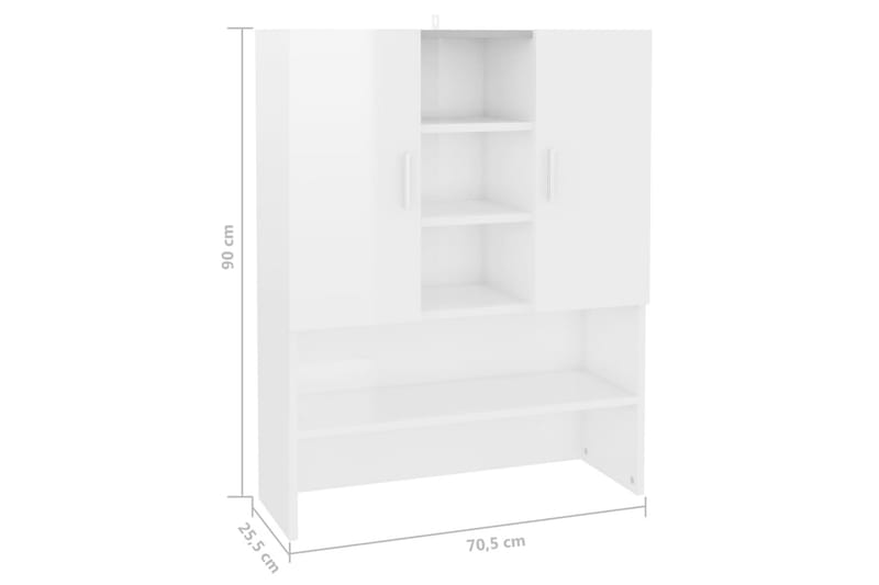 Tvättmaskinsskåp vit högglans 70,5x25,5x90 cm - Hus & renovering - Kök & bad - Badrum - Badrumsmöbler & badrumsinredning - Väggskåp & högskåp
