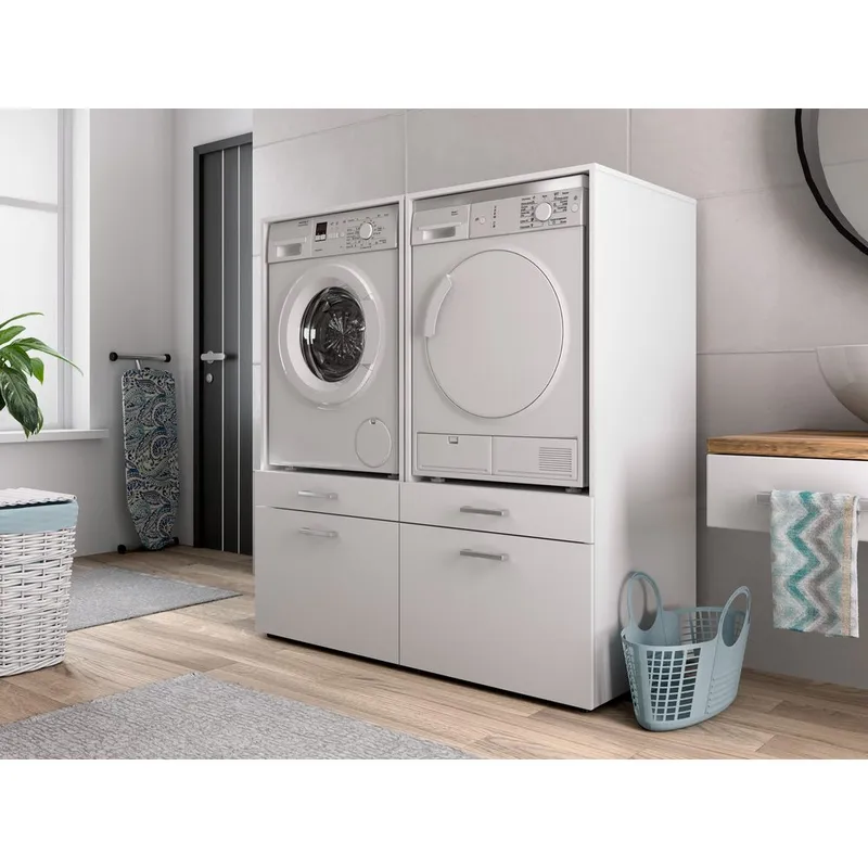 Tvättmaskin/Torkskåp Aza 1 Låda 1 Hylla - Vit - Hus & renovering - Kök & bad - Badrum - Badrumsmöbler & badrumsinredning - Badrumsförvaring