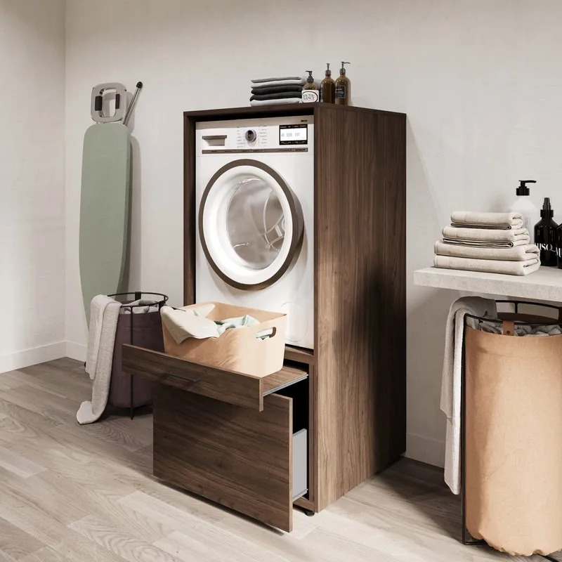 Tvättmaskin/Torkskåp Aza 1 Låda 1 Hylla - Walnut Villa - Hus & renovering - Kök & bad - Badrum - Badrumsmöbler & badrumsinredning - Badrumsförvaring