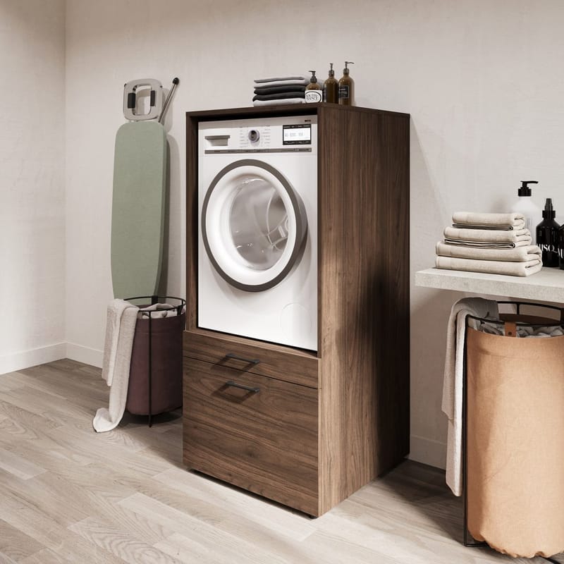 Tvättmaskin/Torkskåp Aza 1 Låda 1 Hylla - Walnut Villa - Hus & renovering - Kök & bad - Badrum - Badrumsmöbler & badrumsinredning - Badrumsförvaring