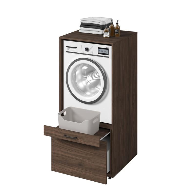 Tvättmaskin/Torkskåp Aza 1 Låda 1 Hylla - Walnut Villa - Hus & renovering - Kök & bad - Badrum - Badrumsmöbler & badrumsinredning - Badrumsförvaring