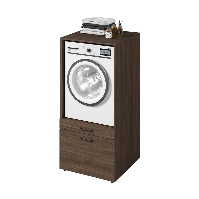 Tvättmaskin/Torkskåp Aza 1 Låda 1 Hylla - Walnut Villa - Hus & renovering - Kök & bad - Badrum - Badrumsmöbler & badrumsinredning - Badrumsförvaring