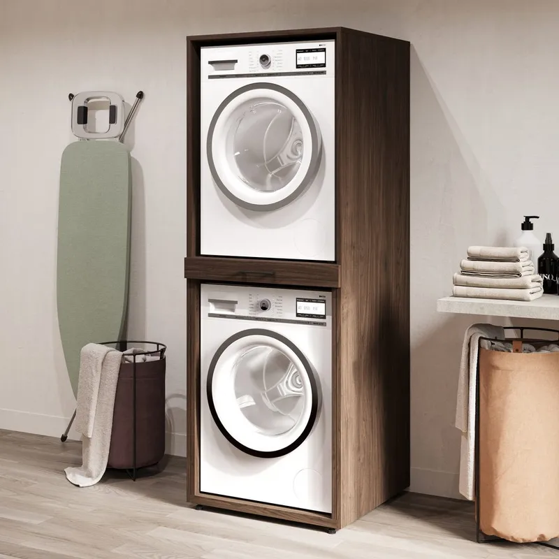 Tvättmaskin/Torktumlarskåp Aza 1 Hylla - Valnöt Villa - Hus & renovering - Kök & bad - Badrum - Badrumsmöbler & badrumsinredning - Badrumsförvaring