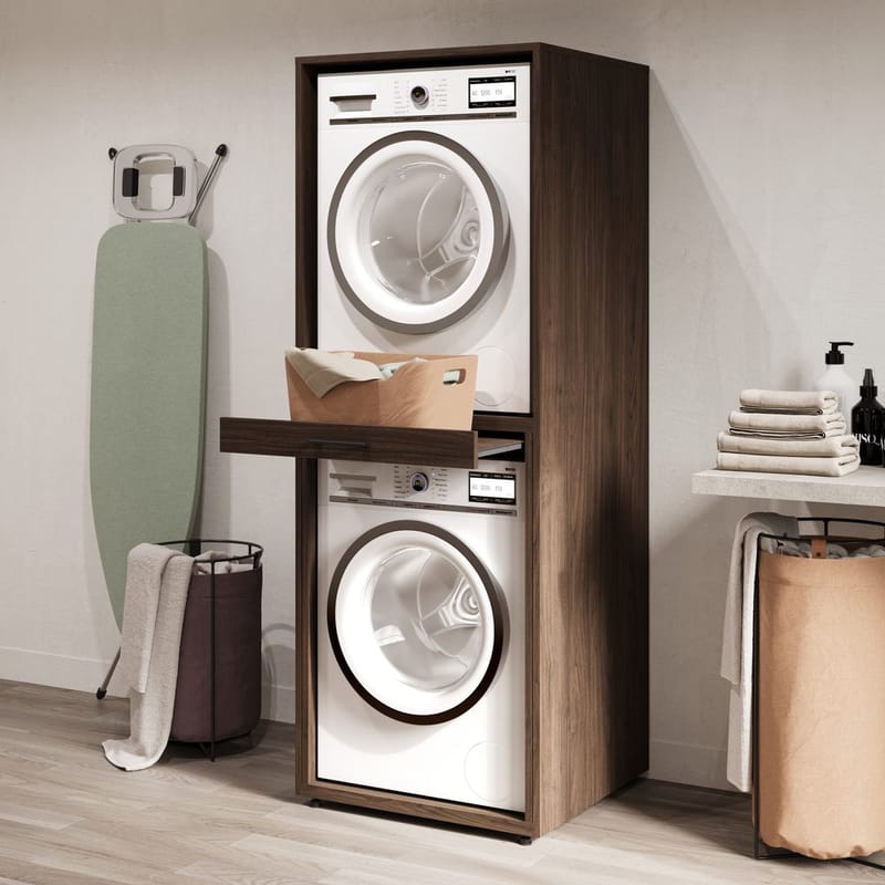 Tvättmaskin/Torktumlarskåp Aza 1 Hylla - Valnöt Villa - Hus & renovering - Kök & bad - Badrum - Badrumsmöbler & badrumsinredning - Badrumsförvaring
