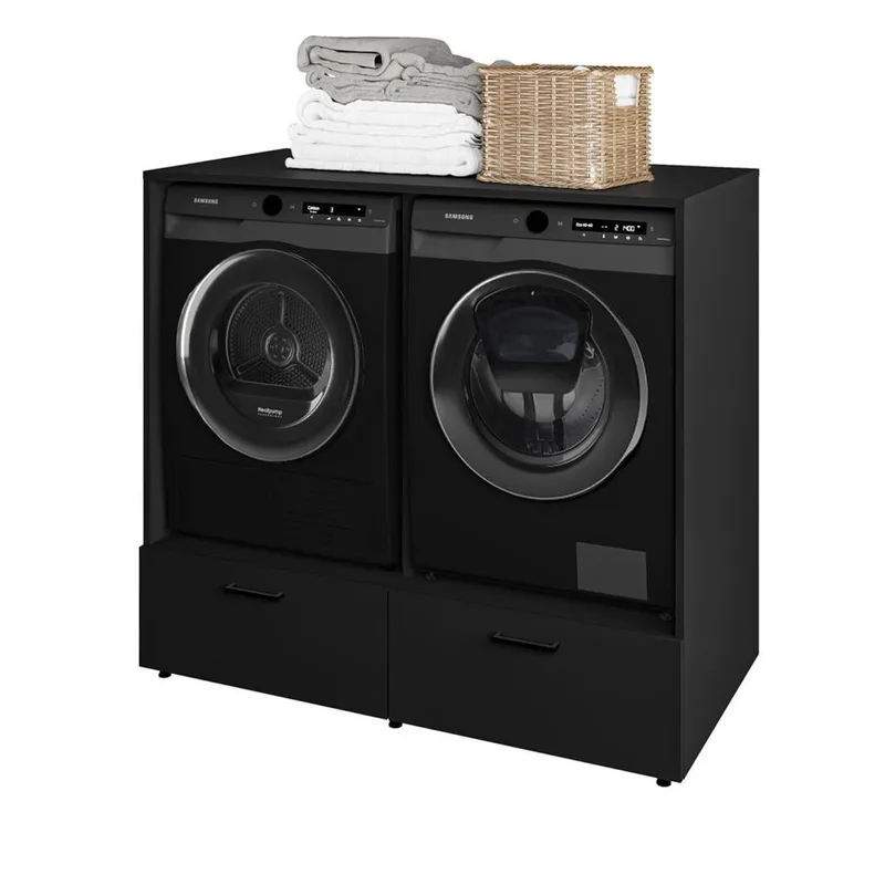 Tvättmaskin/Torktumlarskåp Rosa med 2 lådor - Svart Onyx - Hus & renovering - Kök & bad - Badrum - Badrumsmöbler & badrumsinredning - Badrumsförvaring