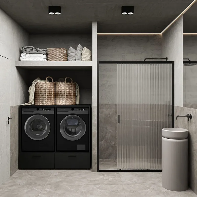 Tvättmaskin/Torktumlarskåp Rosa med 2 lådor - Svart Onyx - Hus & renovering - Kök & bad - Badrum - Badrumsmöbler & badrumsinredning - Badrumsförvaring