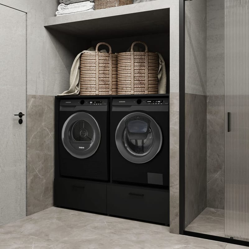 Tvättmaskin/Torktumlarskåp Rosa med 2 lådor - Svart Onyx - Hus & renovering - Kök & bad - Badrum - Badrumsmöbler & badrumsinredning - Badrumsförvaring