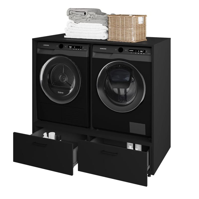 Tvättmaskin/Torktumlarskåp Rosa med 2 lådor - Svart Onyx - Hus & renovering - Kök & bad - Badrum - Badrumsmöbler & badrumsinredning - Badrumsförvaring