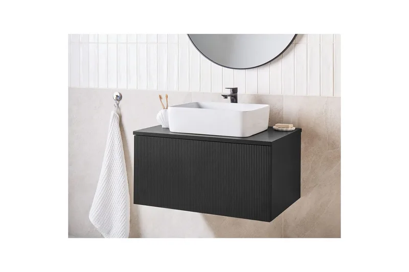 Tvättställsskåp Alzira Svart, 80x52x40 cm - Svart, 80x52x40 cm - Hus & renovering - Kök & bad - Badrum - Badrumsmöbler & badrumsinredning - Badrumsskåp