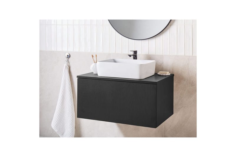 Tvättställsskåp Alzira Svart, 80x52x40 cm - Svart, 80x52x40 cm - Hus & renovering - Kök & bad - Badrum - Badrumsmöbler & badrumsinredning - Badrumsskåp