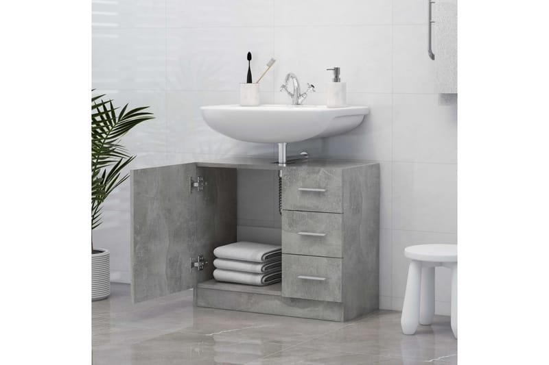Tvättställsskåp betonggrå 63x30x54 cm spånskiva - Grå - Hus & renovering - Kök & bad - Badrum - Badrumsmöbler & badrumsinredning - Tvättställsskåp & kommod