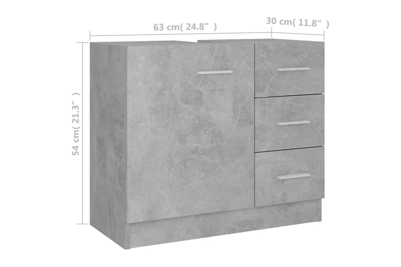 Tvättställsskåp betonggrå 63x30x54 cm spånskiva - Grå - Hus & renovering - Kök & bad - Badrum - Badrumsmöbler & badrumsinredning - Tvättställsskåp & kommod