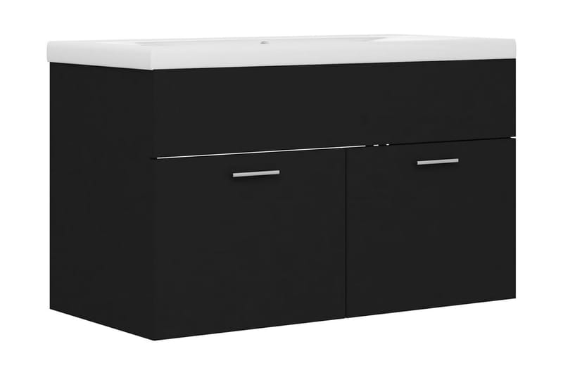 Badrumsskåp med inbyggt handfat svart spånskiva - Svart - Hus & renovering - Kök & bad - Badrum - Badrumsmöbler & badrumsinredning - Tvättställsskåp & kommod