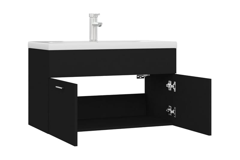 Badrumsskåp med inbyggt handfat svart spånskiva - Svart - Hus & renovering - Kök & bad - Badrum - Badrumsmöbler & badrumsinredning - Tvättställsskåp & kommod