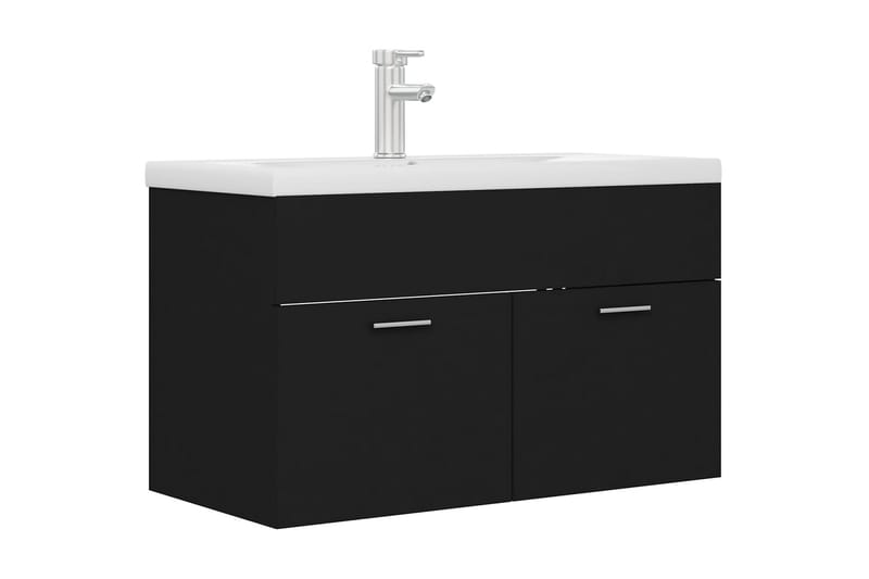 Badrumsskåp med inbyggt handfat svart spånskiva - Svart - Hus & renovering - Kök & bad - Badrum - Badrumsmöbler & badrumsinredning - Tvättställsskåp & kommod