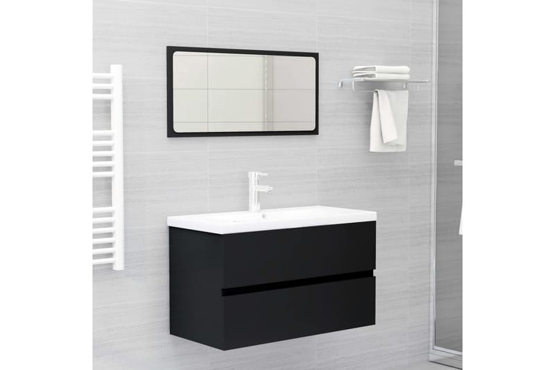 Badrumsskåp med inbyggt handfat svart spånskiva - Svart - Hus & renovering - Kök & bad - Badrum - Badrumsmöbler & badrumsinredning - Tvättställsskåp & kommod