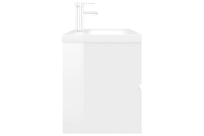 Badrumsskåp med inbyggt handfat vit högglans spånskiva - Vit - Hus & renovering - Kök & bad - Badrum - Badrumsmöbler & badrumsinredning - Tvättställsskåp & kommod