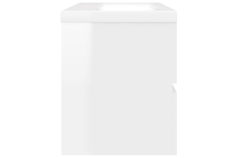 Badrumsskåp med inbyggt handfat vit högglans spånskiva - Vit - Hus & renovering - Kök & bad - Badrum - Badrumsmöbler & badrumsinredning - Tvättställsskåp & kommod