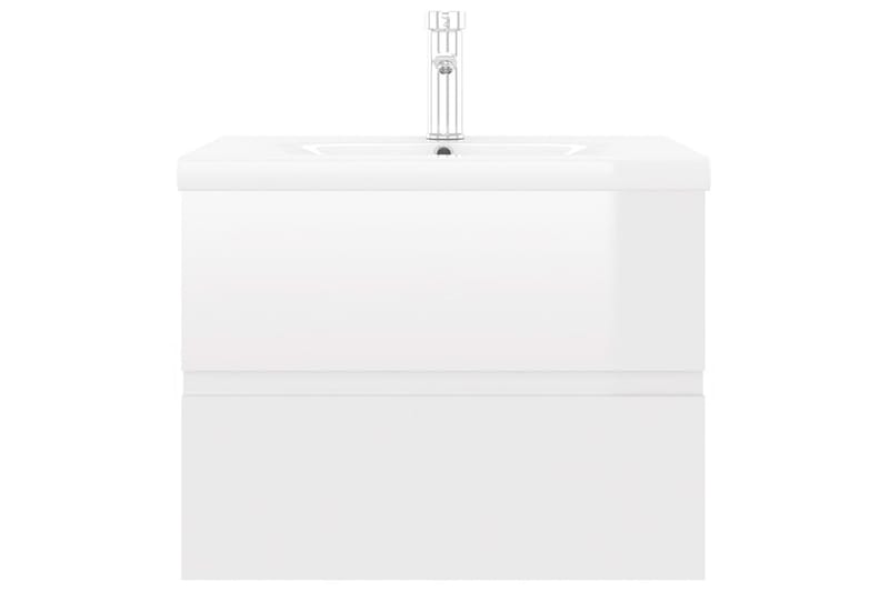 Badrumsskåp med inbyggt handfat vit högglans spånskiva - Vit - Tvättställsskåp & kommod