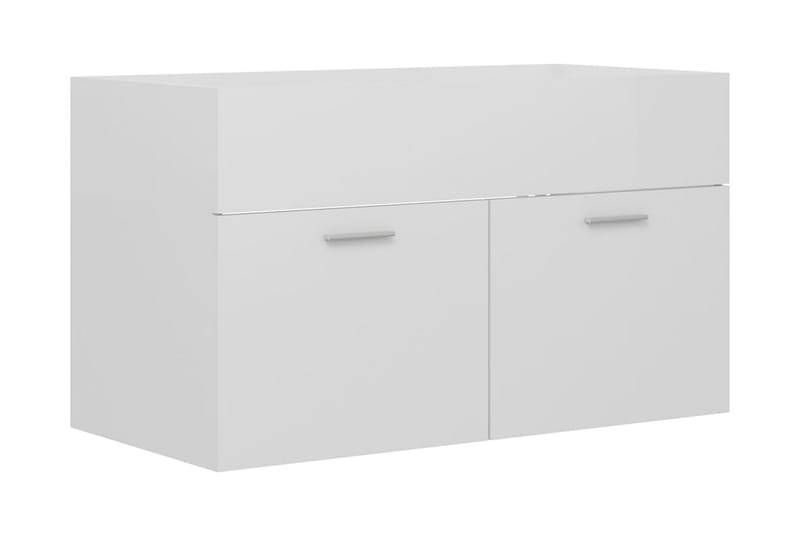 Badrumsskåp med inbyggt handfat vit högglans spånskiva - Vit - Hus & renovering - Kök & bad - Badrum - Badrumsmöbler & badrumsinredning - Tvättställsskåp & kommod