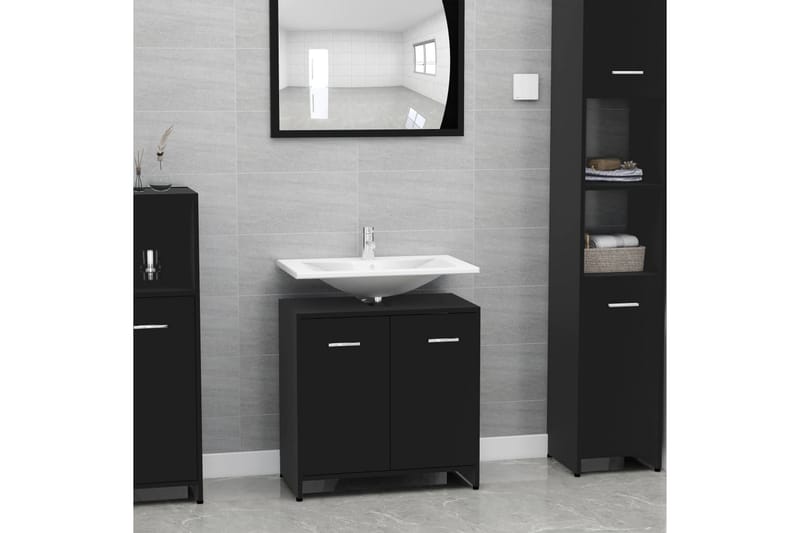 Badrumsskåp svart 60x33x61 cm spånskiva - Svart - Hus & renovering - Kök & bad - Badrum - Badrumsmöbler & badrumsinredning - Väggskåp & högskåp