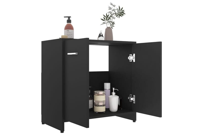 Badrumsskåp svart 60x33x61 cm spånskiva - Svart - Hus & renovering - Kök & bad - Badrum - Badrumsmöbler & badrumsinredning - Väggskåp & högskåp