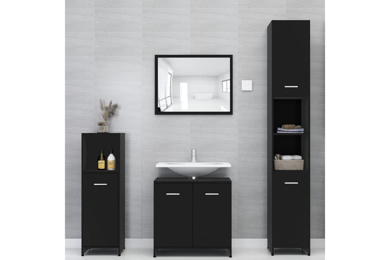 Badrumsskåp svart 60x33x61 cm spånskiva - Svart - Hus & renovering - Kök & bad - Badrum - Badrumsmöbler & badrumsinredning - Väggskåp & högskåp