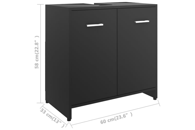 Badrumsskåp svart 60x33x61 cm spånskiva - Svart - Hus & renovering - Kök & bad - Badrum - Badrumsmöbler & badrumsinredning - Väggskåp & högskåp