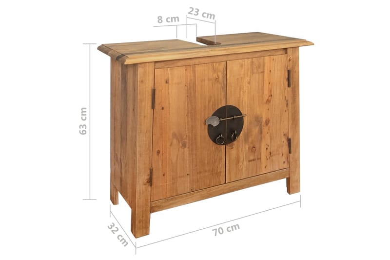Badrumsunderskåp massiv återvunnen furu 70x32x63 cm - Brun - Hus & renovering - Kök & bad - Badrum - Badrumsmöbler & badrumsinredning - Tvättställsskåp & kommod