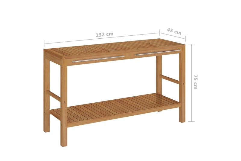 Badrumsunderskåp massiv teak med handfat marmor gräddvit - Brun - Hus & renovering - Kök & bad - Badrum - Badrumsmöbler & badrumsinredning - Tvättställsskåp & kommod