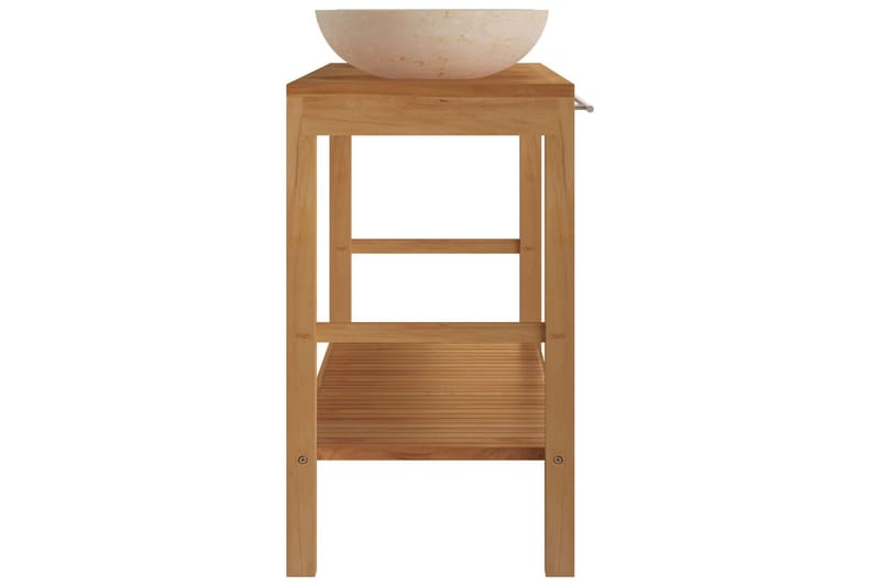 Badrumsunderskåp massiv teak med handfat marmor gräddvit - Brun - Hus & renovering - Kök & bad - Badrum - Badrumsmöbler & badrumsinredning - Tvättställsskåp & kommod