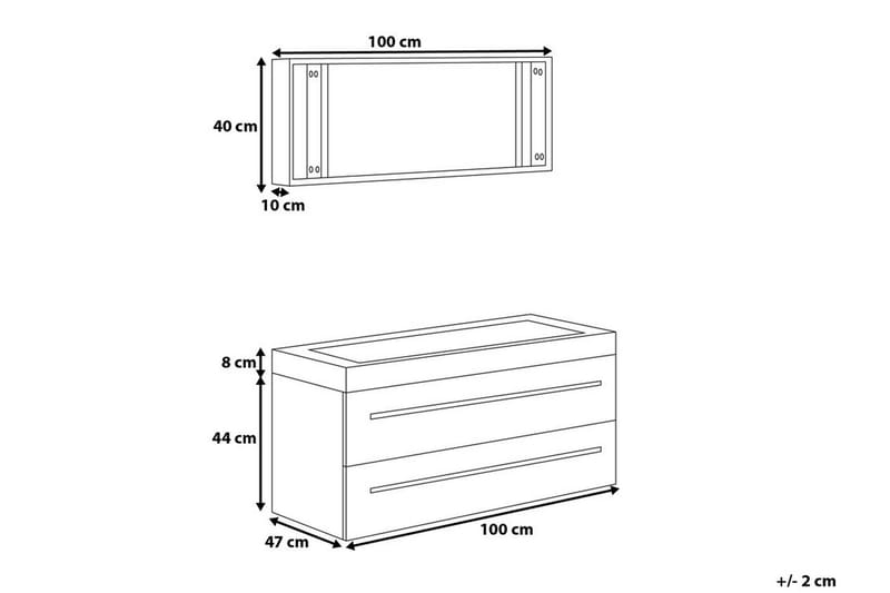 Barcelona Badrumsmöbler 47|100 cm - Beige - Hus & renovering - Kök & bad - Badrum - Badrumsmöbler & badrumsinredning - Tvättställsskåp & kommod
