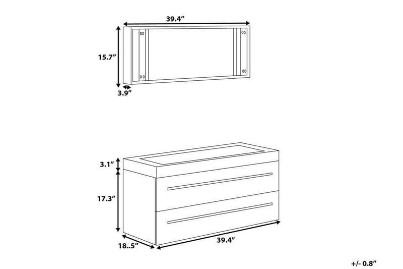 Barcelona Badrumsmöbler 47|100 cm - Beige - Hus & renovering - Kök & bad - Badrum - Badrumsmöbler & badrumsinredning - Tvättställsskåp & kommod
