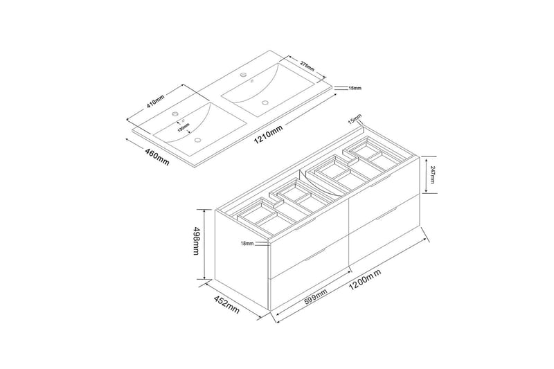 Bathlife Glädje Tvättställsskåp 1200 - Bathlife - Tvättställsskåp & kommod